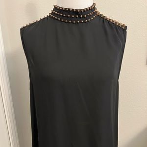 Studded sleeveless sheer blouse
